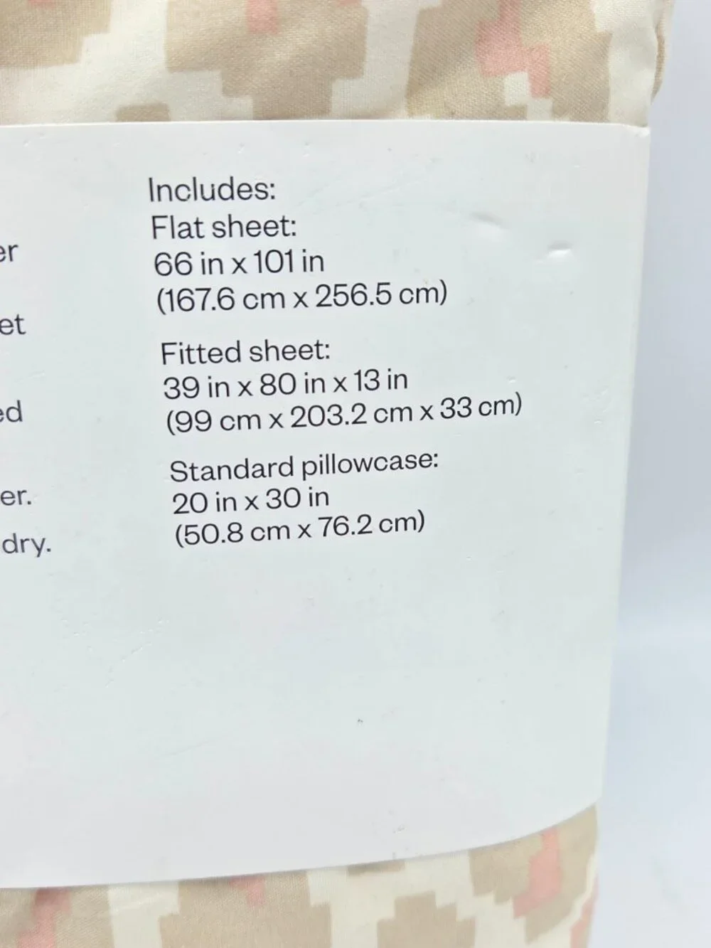 Room Essentials Microfiber Twin/XL Twin Sheet Set – Beige & Blush Geometric Prin